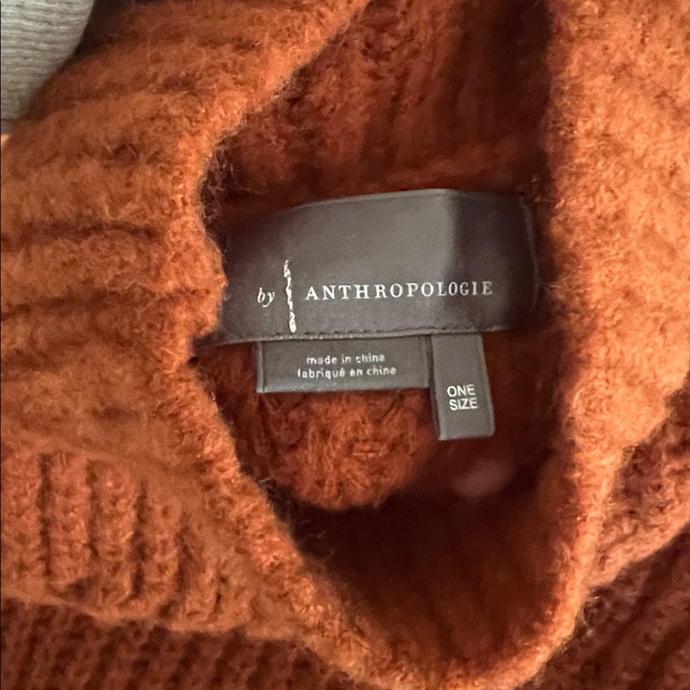 By Anthropologie Burnt Orange Poncho Sweater - Picture 7 of 7